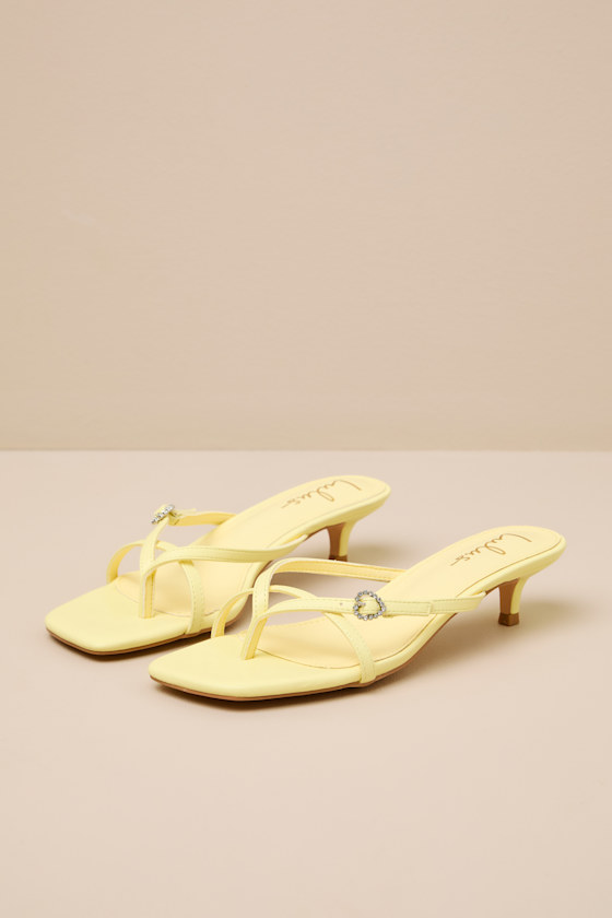 Noreen Celestial Yellow Thong Kitten Heel Sandals