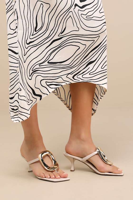 Xenia Bone Embellished Thong High Heel Sandals