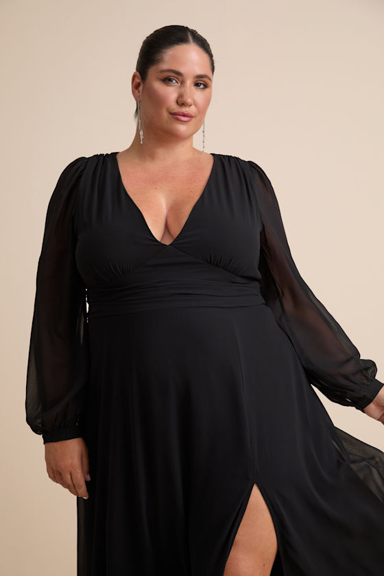 Love You So Black Long Sleeve Maxi Dress