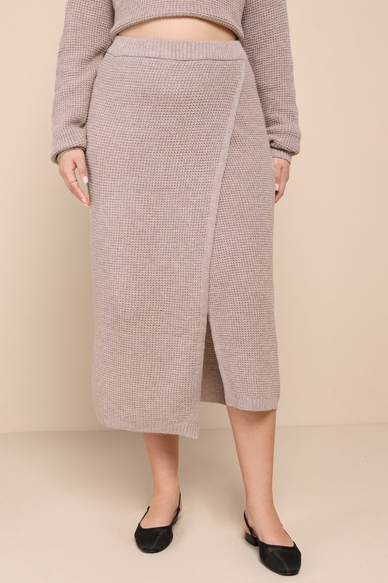 Autumn Sweetheart Beige Waffle Knit Two-Piece Sweater Dress