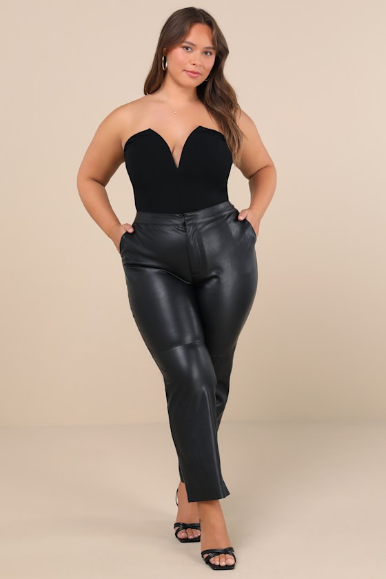 Open Minded Black Vegan Leather Pants