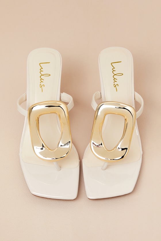 Xenia Bone Embellished Thong High Heel Sandals