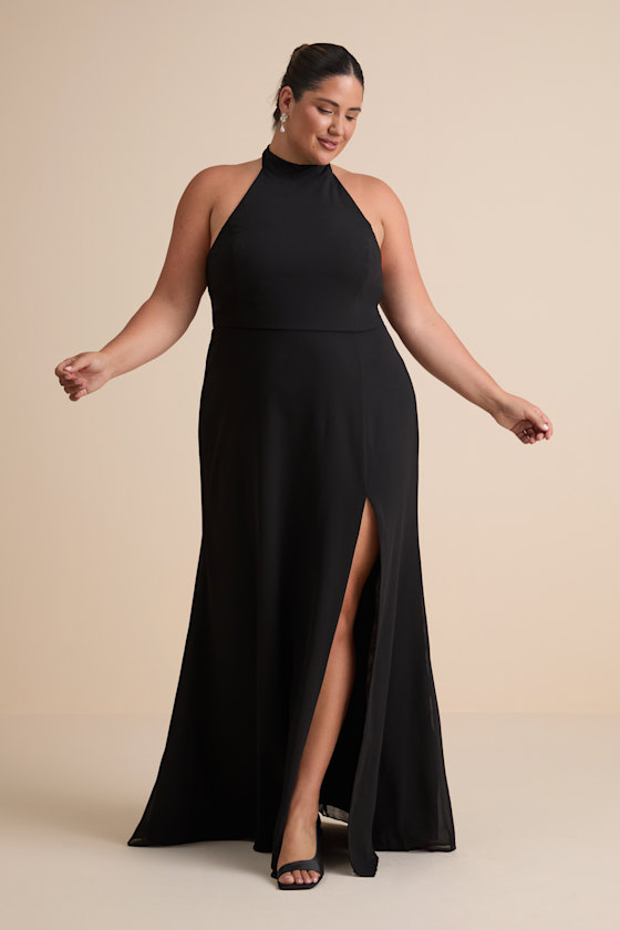 Captured Your Heart Black Halter Maxi Dress