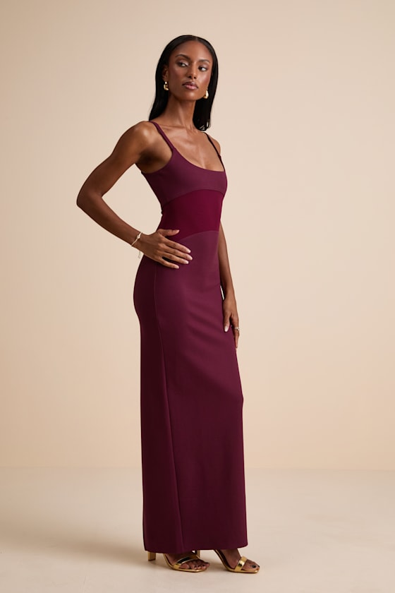 Lasandra Plum Sleeveless Column Maxi Dress