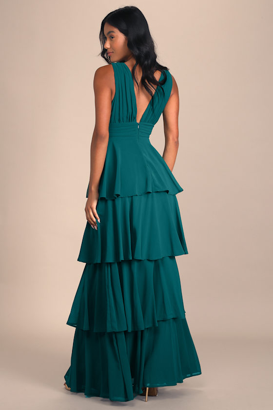 Amazing Evening Hunter Green Tiered Maxi Dress