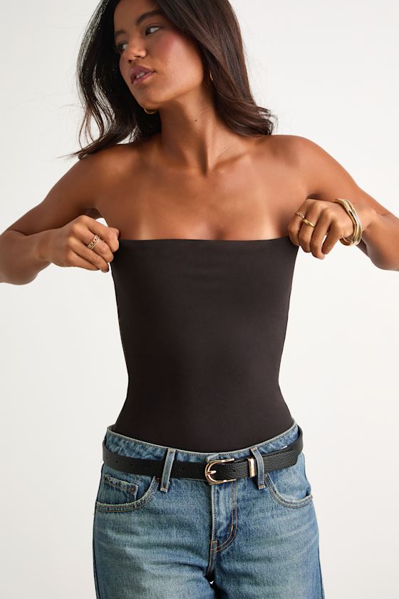 Effortless Concept Black Strapless Bodysuit
