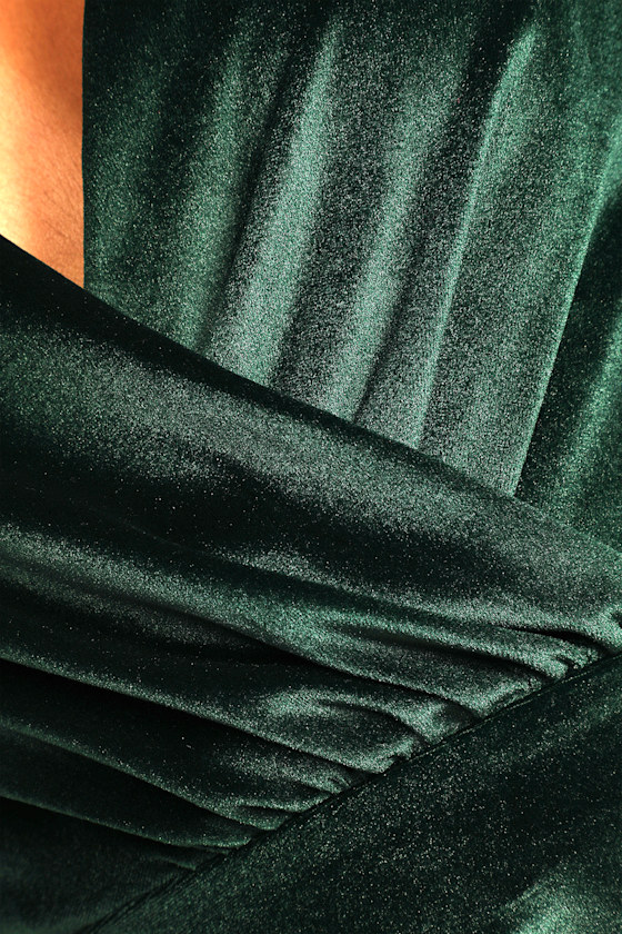 Absolutely Amazed Emerald Green Velvet Flutter Sleeve Maxi Dress