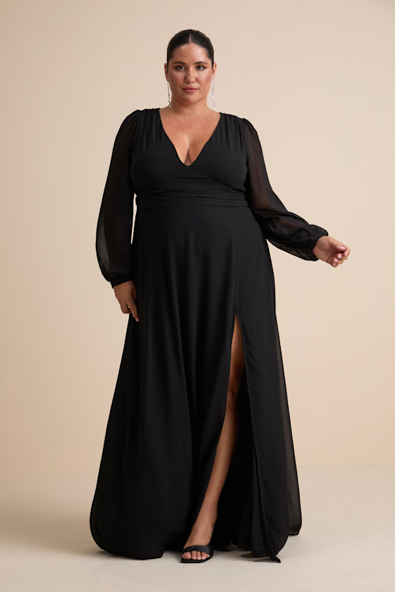 Love You So Black Long Sleeve Maxi Dress