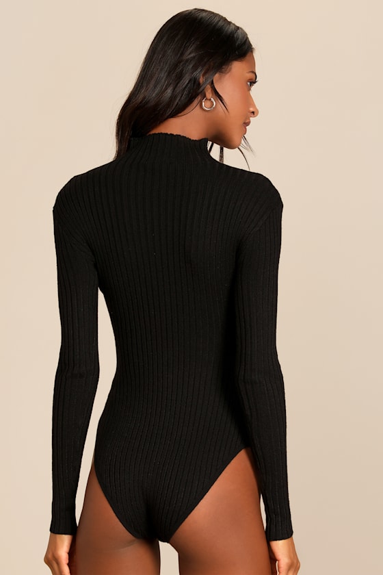 Crawford Black Long Sleeve Mock Neck Bodysuit