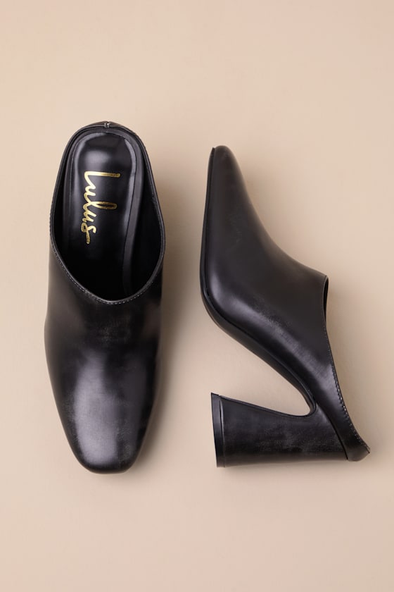 Londynn Black Square-Toe Mule Pumps