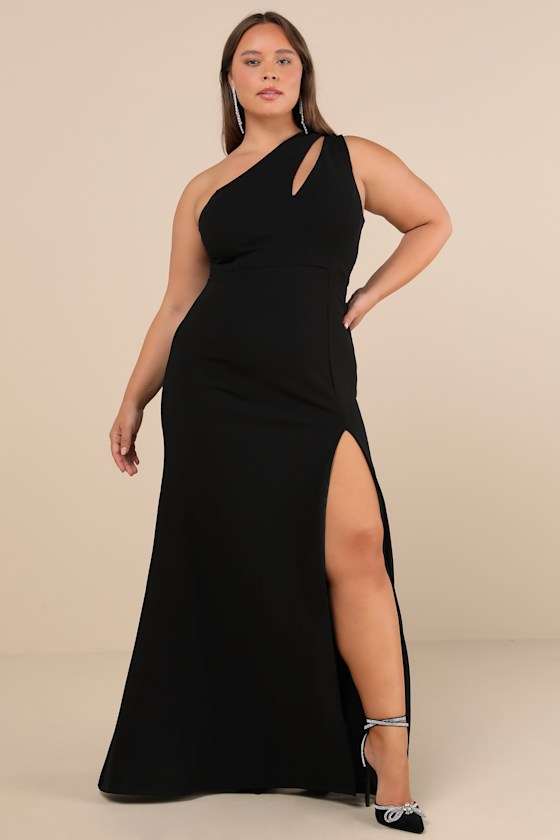 Enchanted Energy Black One-Shoulder Maxi Dress