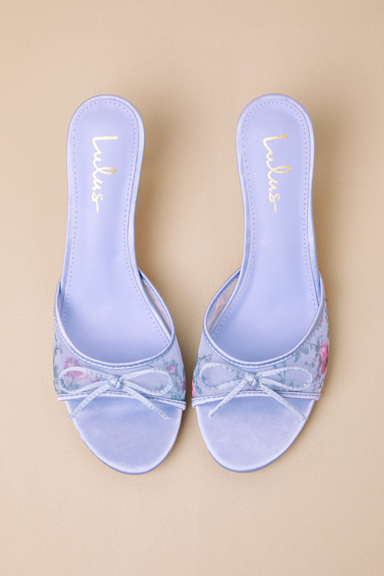 Pamina Periwinkle Satin Bow Slide High Heel Sandals