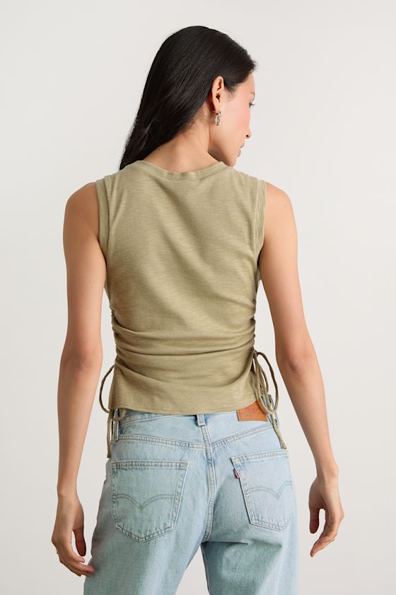 Anika Sage Burnout Ruched Tank Top