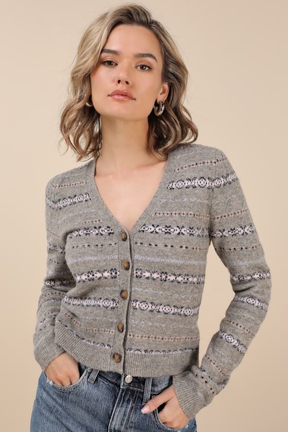 Toasty Instinct Grey Fair Isle Cardigan