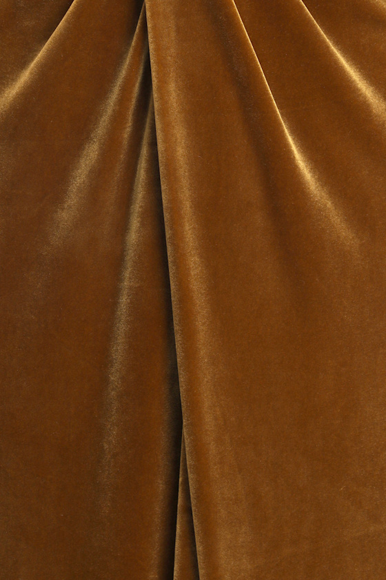 Beautiful Evenings Olive Green Velvet Twist-Front Maxi Dress