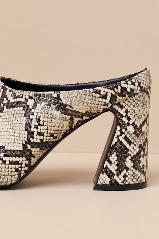 Londynn Snake Square-Toe Mule Pumps