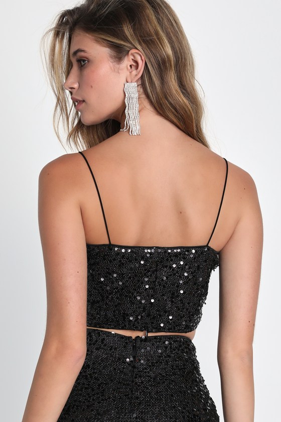 Sparkling Image Black Sequin Two-Piece Jumpsuit