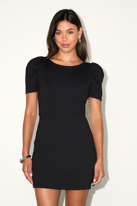 Kasai Black Short Sleeve Mini Dress