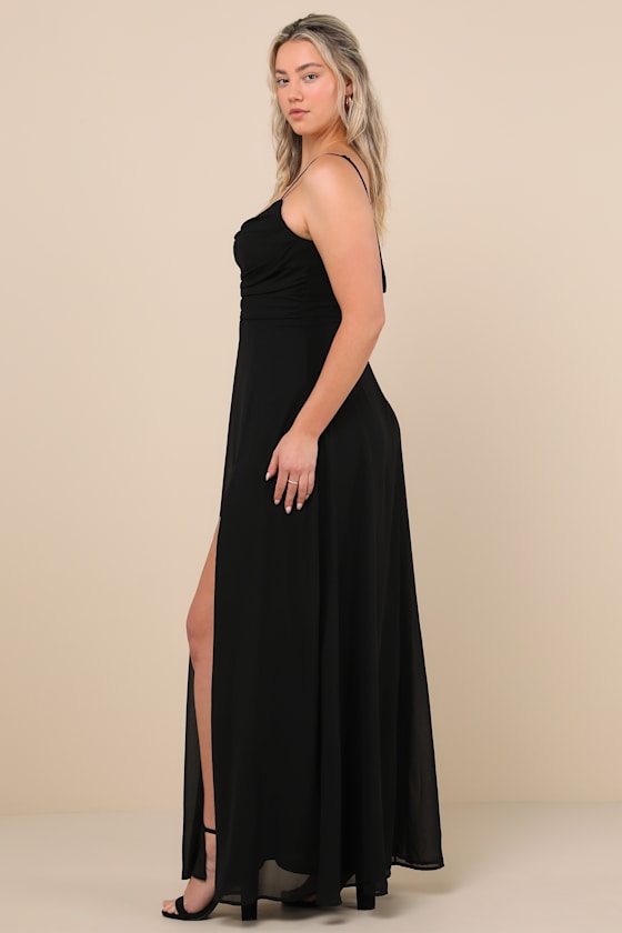 Notorious Poise Black Sleeveless Cowl Neck Maxi Dress