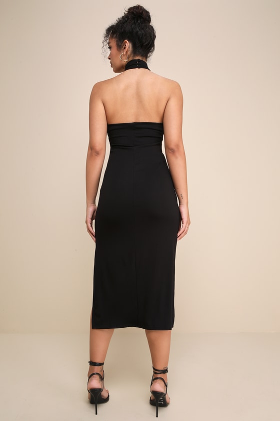 Simply Enchanted Black Halter Midi Dress