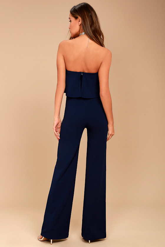 Power of Love Navy Blue Strapless Jumpsuit