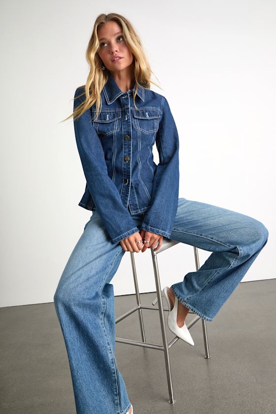 Danella Dark Wash Fitted Denim Jacket