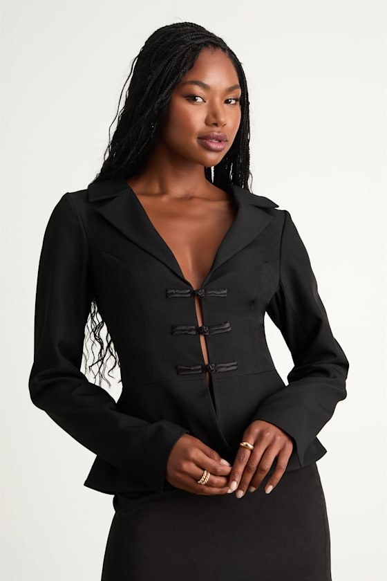 Bobbi Black Fitted Peplum Blazer