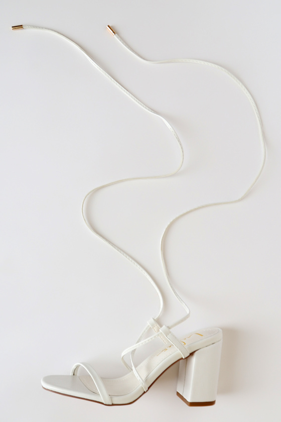 Aribaa White Lace-Up High Heel Sandals