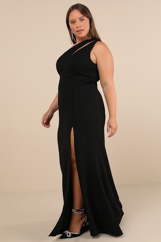 Enchanted Energy Black One-Shoulder Maxi Dress