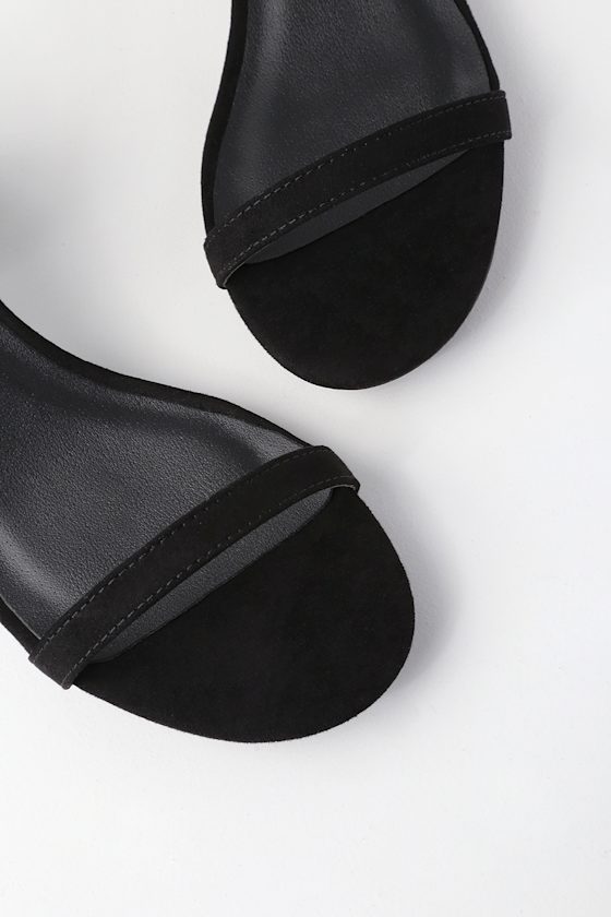Julie Black Suede Ankle Strap Heels