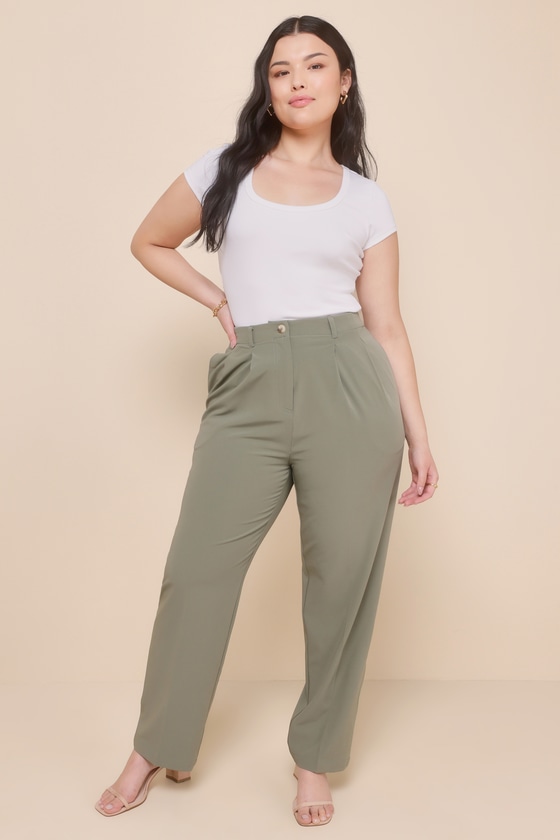 Sophisticated Company Sage Green Straight Leg Trouser Pants
