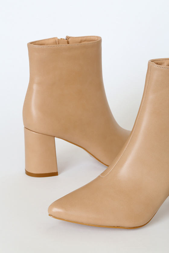 Sarai Light Nude Pointed-Toe Ankle Booties