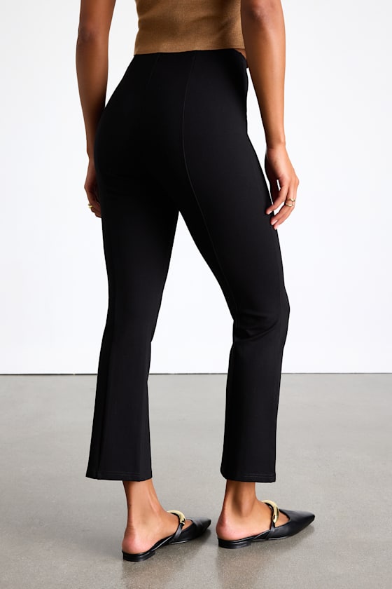 Quinn Black Seamed Mid-Rise Cropped Flare Pants