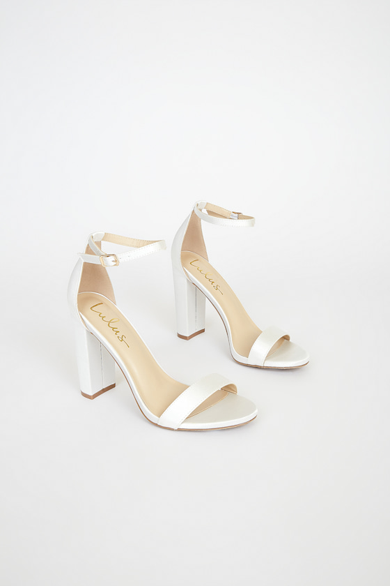 Taylor Ivory Satin Ankle Strap Heels