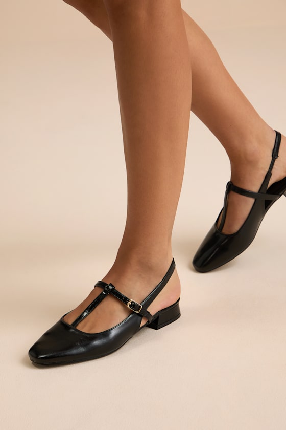 Shai Black Slingback Low Heel Mary Janes