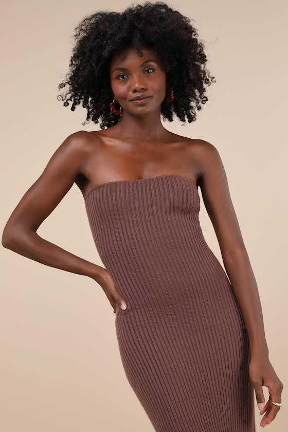 Autumn Aura Brown Ribbed Two-Piece Sweater Dress