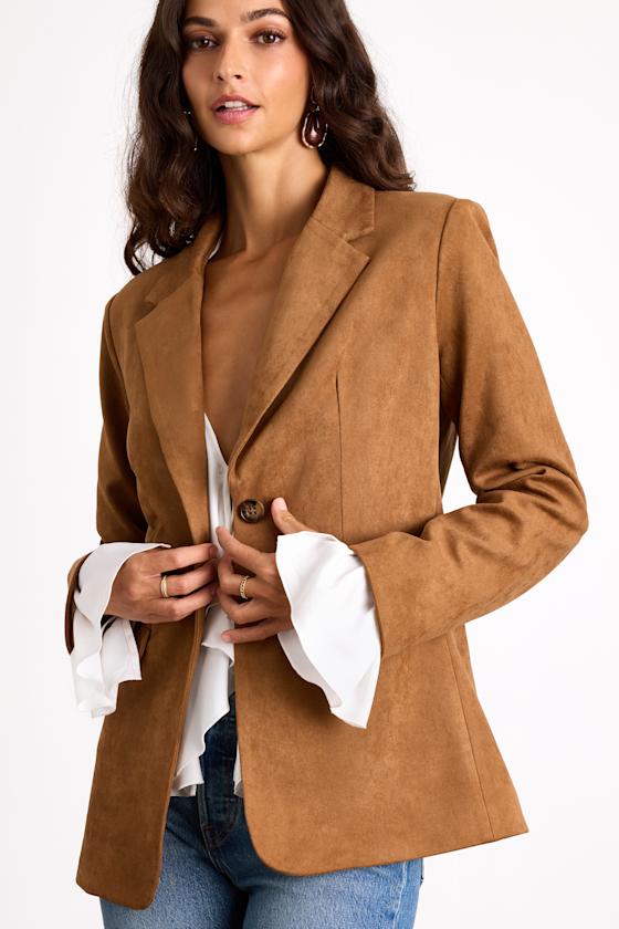 Corwin Brown Suede Oversized Blazer