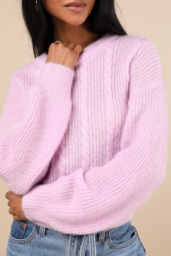 Unmatched Brilliance Lilac Cable Knit Sweater