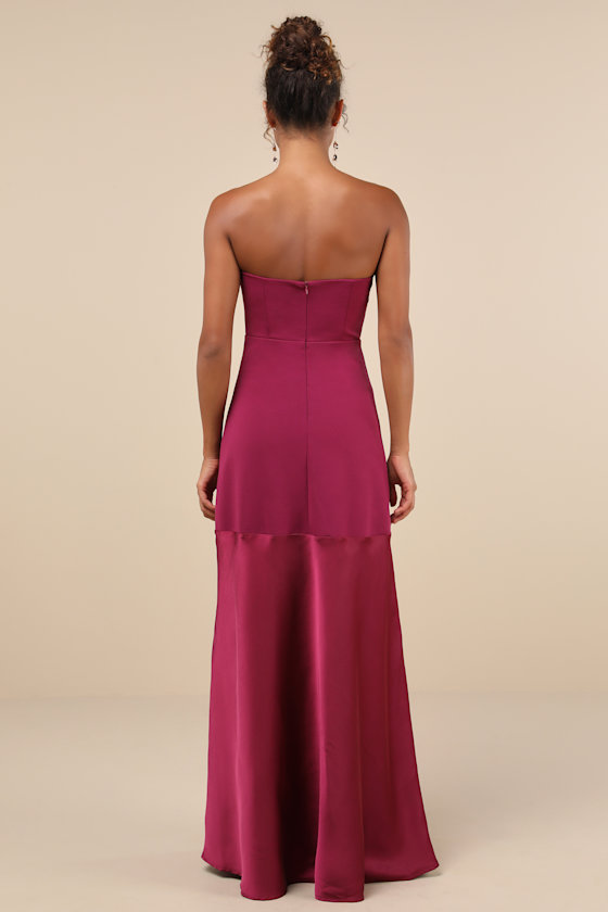 Compelling Style Plum Purple Strapless A-Line Maxi Dress