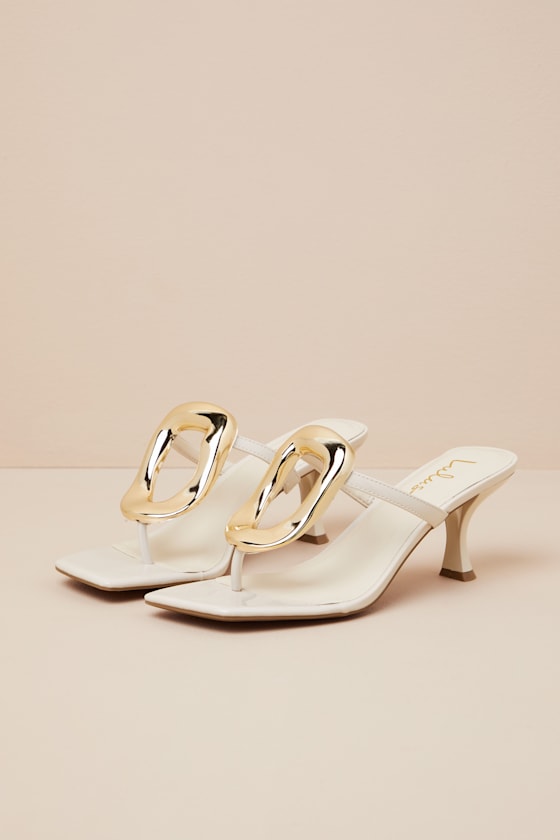 Xenia Bone Embellished Thong High Heel Sandals