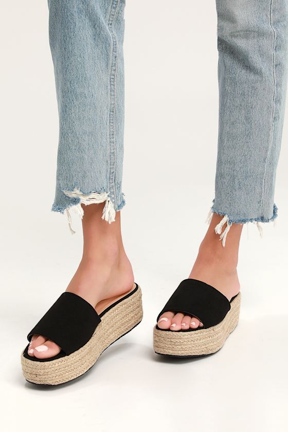 O'Ahu 2 Black Suede Espadrille Platforms