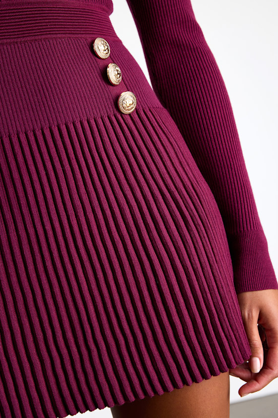 Chicest Crush Plum Ribbed Long Sleeve Mini Sweater Dress