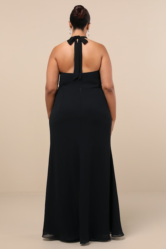 Captured Your Heart Black Halter Maxi Dress