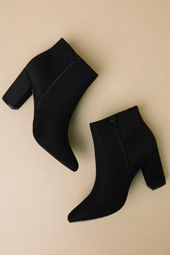 Ottava Black Suede High Heel Booties