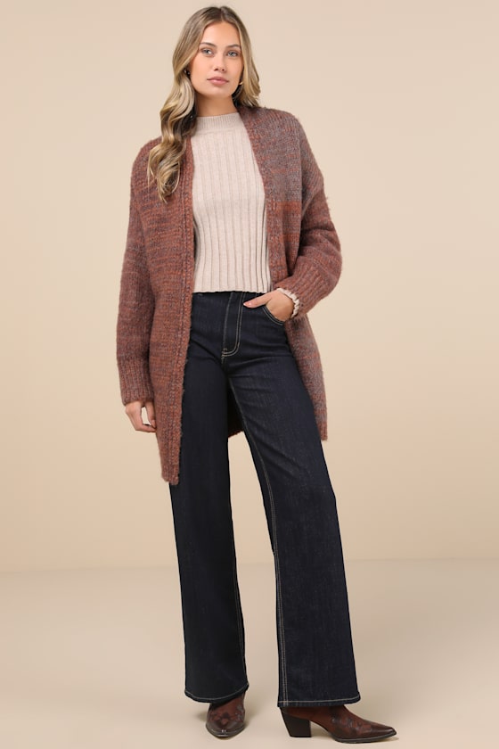 Frosty Day Fave Brown Marled Oversized Cardigan