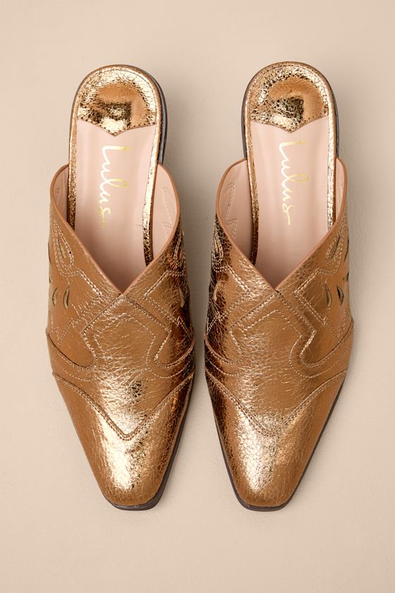 Armina Bronze Western Mule Pumps