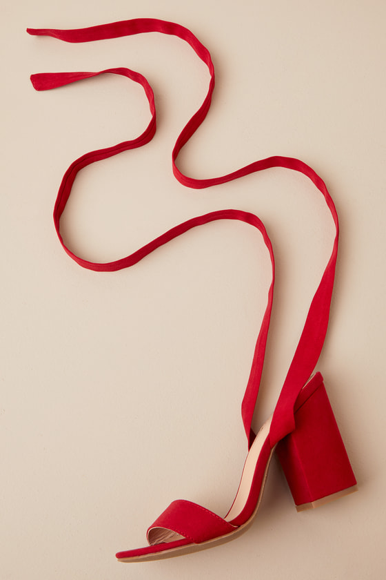 Alta Dark Red Suede Lace-Up Heels