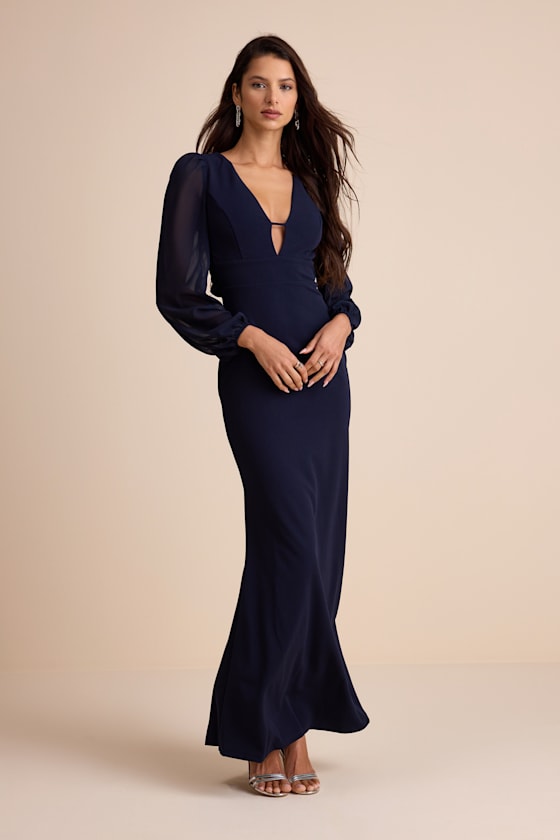 Cherise Midnight Blue Tie-Back Maxi Dress