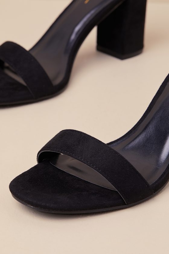 Arylee Black Suede Ankle Strap Heels