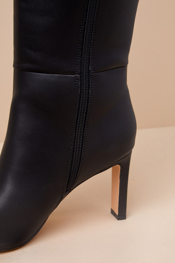 Elander Black Pointed-Toe Over-the-Knee Boots